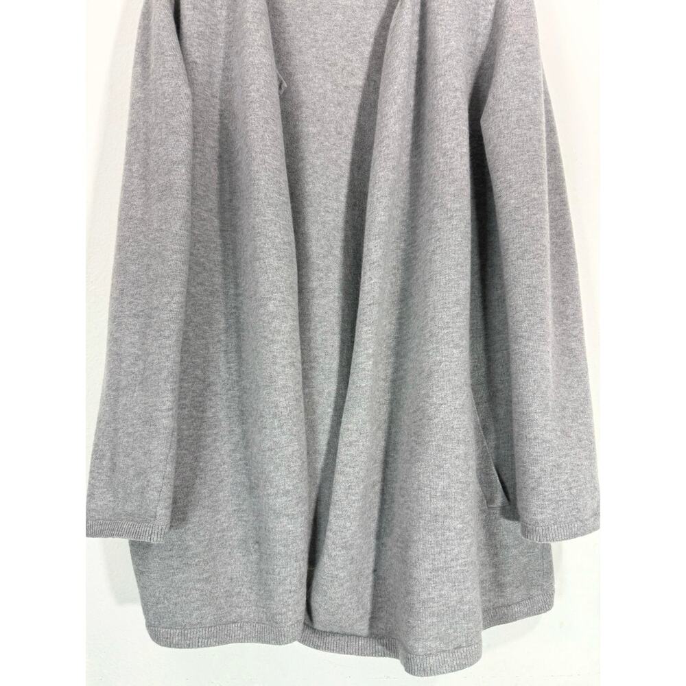 Theory Gray Merino Wool Blend Longline Open Front Pocket Cardigan Small Chic - Picture 5 of 11
